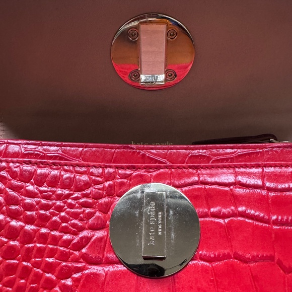 Kate Spade Red/ Coral Croc-Embossed Clutch Wallet - Picture 11 of 11